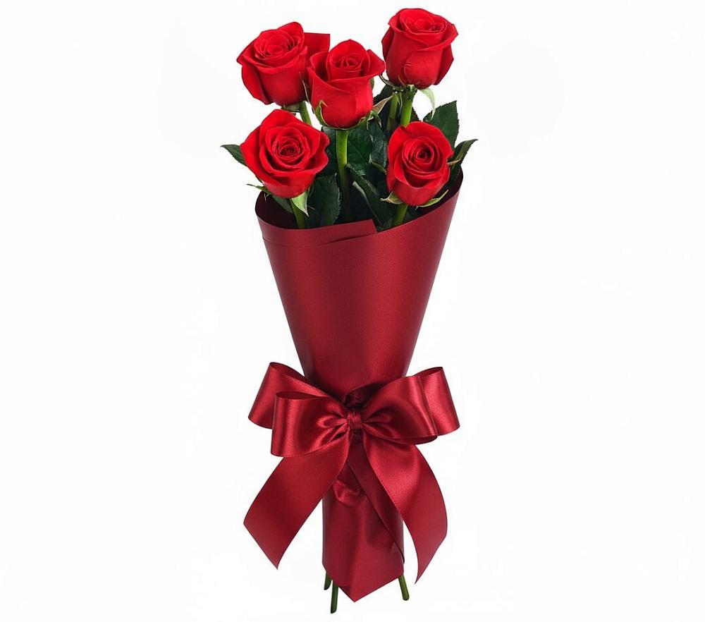 Букет 5 Красных роз Эдлесс Лав в Малке