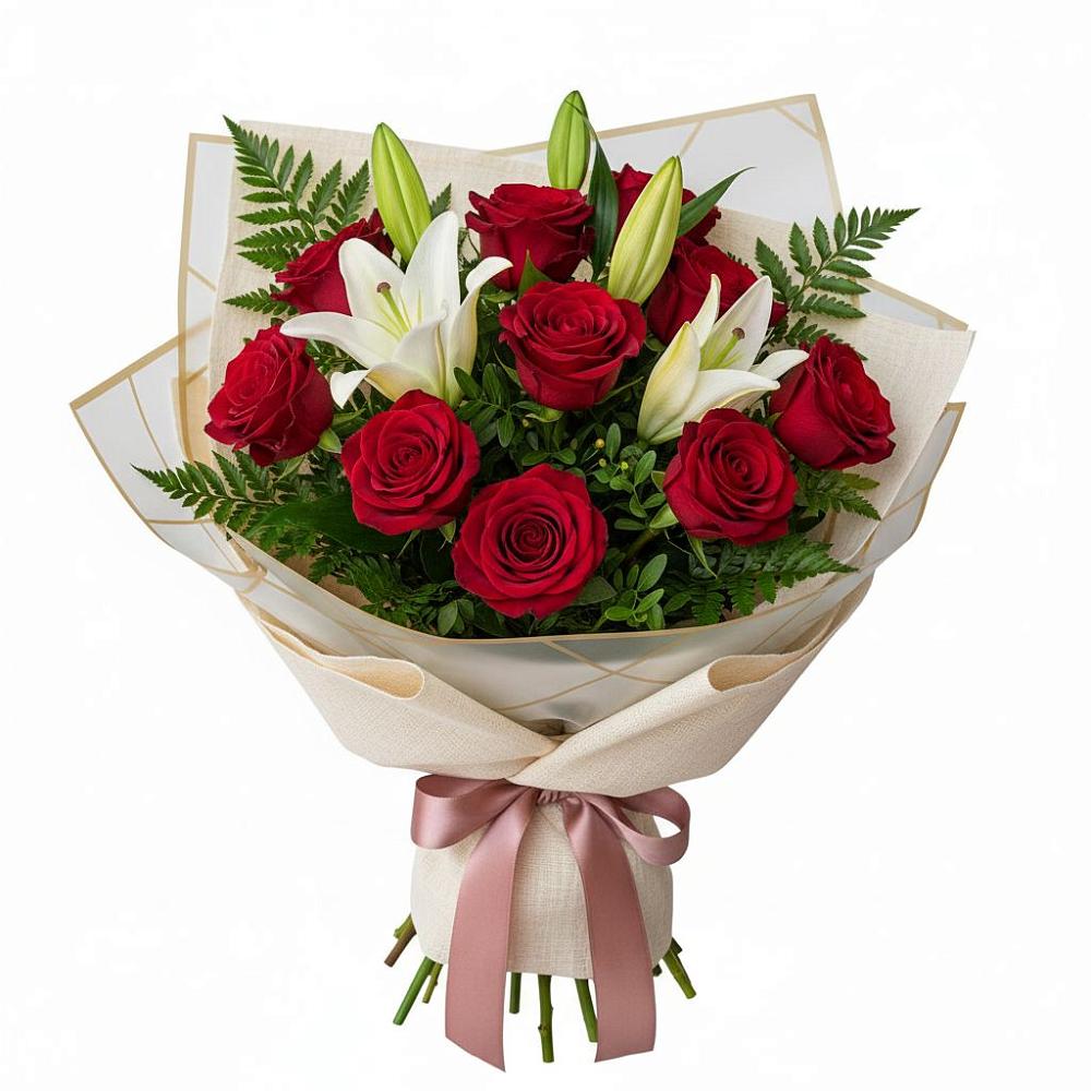 Букет цветов из: Лилии и Розы в Малке