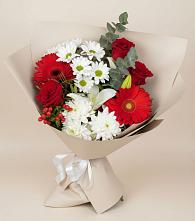 Букет цветов из:  Розы, Хризантемы, Герберы и Лилии в Малке