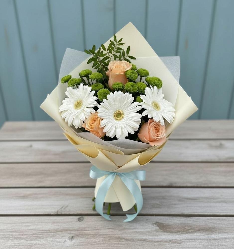 Букет цветов из: Герберы, Розы и Хризантемы в Малке