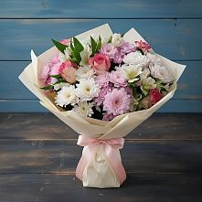 Букет цветов из:  Хризантемы, Альстромерии и Розы в Малке