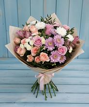 Букет цветов из:  Хризантемы, Розы и Альстромерии в Малке