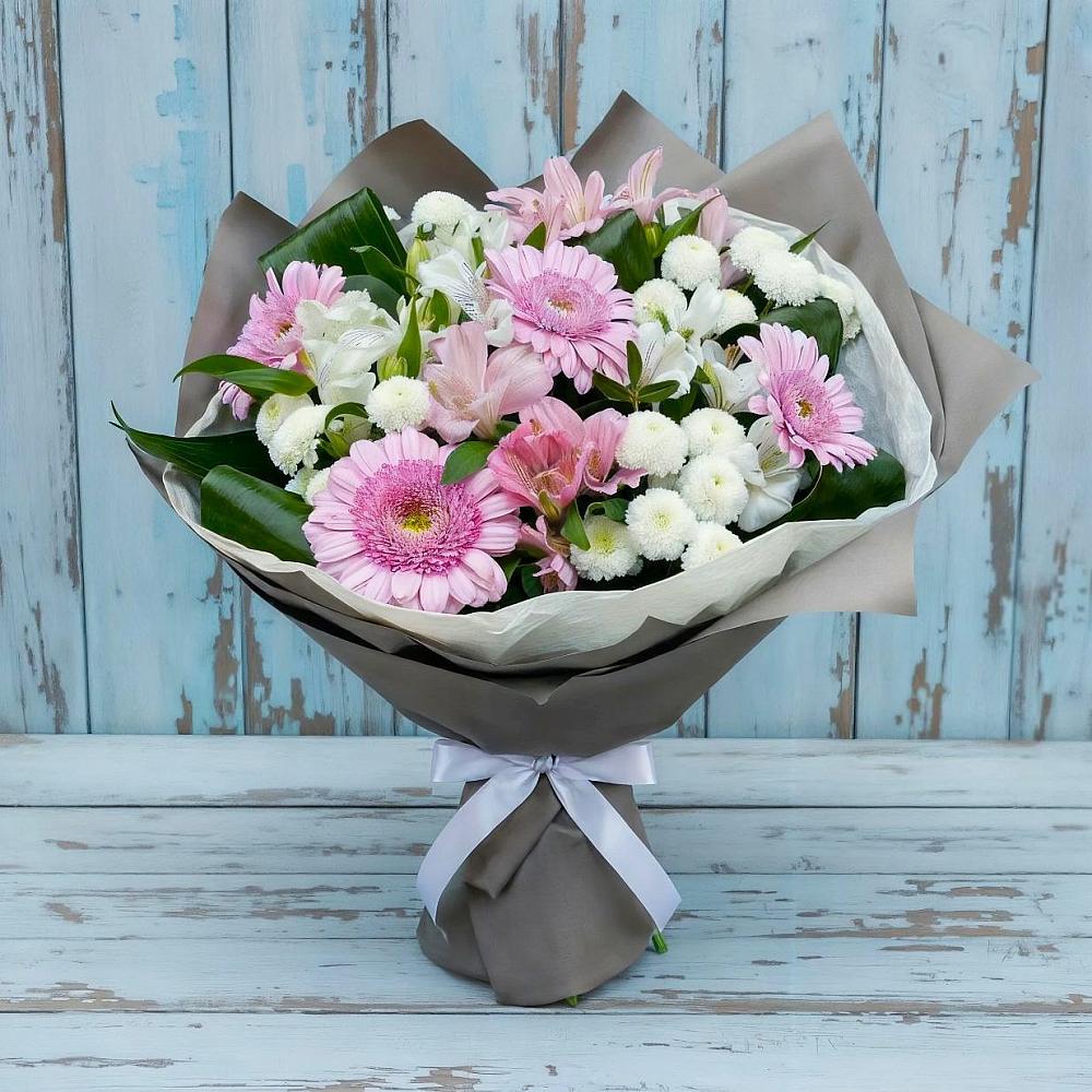 Букет цветов из: Герберы, Альстромерии и Хризантемы в Малке
