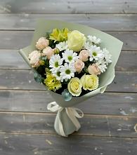 Букет цветов из:  Альстромерии, Розы и Хризантемы #REPLACE_PRED# Малке